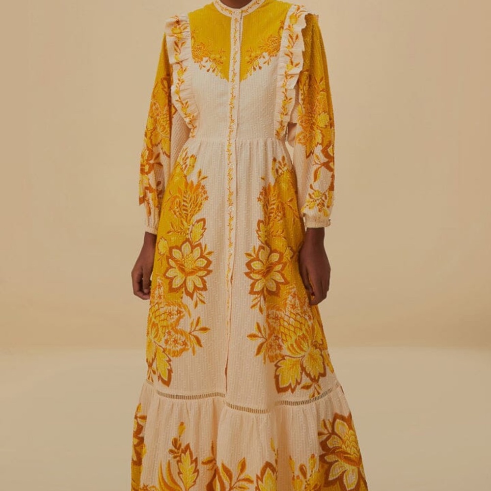 FARM Rio Aura Cream Floral Maxi Dress